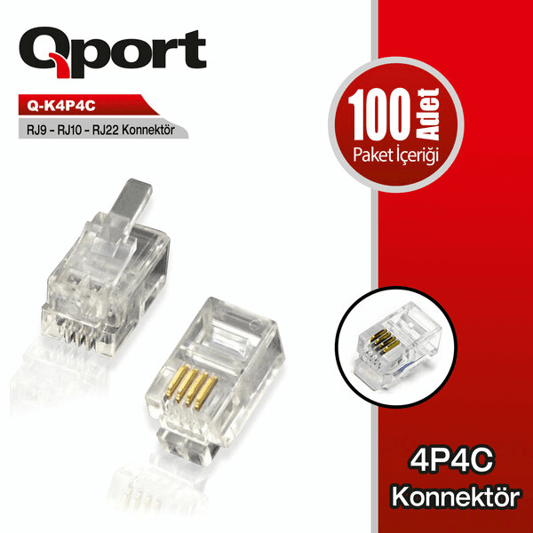 QPORT Q-K4P4C RJ9-RJ10-RJ22 TELEFON SOKETİ 100 LÜ PAKET - 2