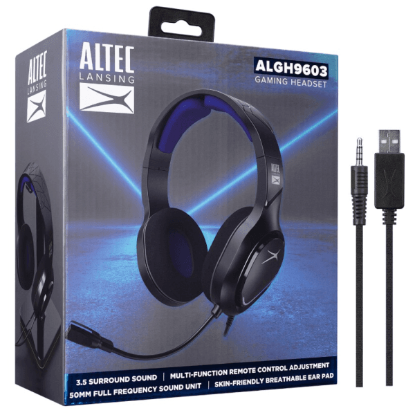ALTEC LANSING ALGH9603 SİYAH PS4/XBOX/MOBIL UYUMLU USB+3.5MM MAVİ LEDLI GAMING MİKROFONLU KULAKLIK - 8
