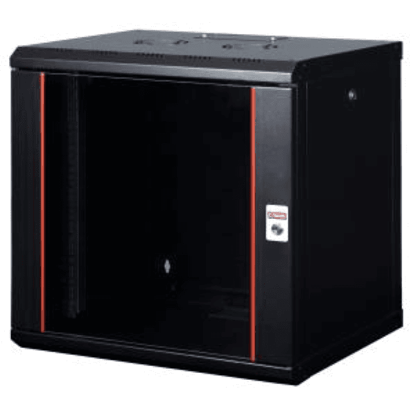 LANDE LN-WB-12U6060-BL-F DEMONTE 12U 19INCH PROLINEB YENİ SERİ DUVAR TİPİ KABİNET W600XD600MM RAL 9005 SİYAH CAMLI ÖN KAPAKLI-W - 2