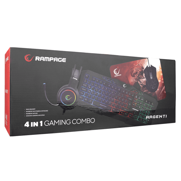 RAMPAGE KM-404 ARGENTI RAINBOW AYDINLATMALI USB GAMING COMBO Q KLAVYE + KULAKLIK + MOUSE + MOUSEPAD - 22