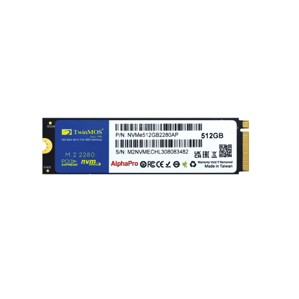 TWINMOS NVME512GB2280AP 512GB M.2 PCIE GEN3 NVME SSD (3600-3250MB/S) TLC 3DNAND - 3