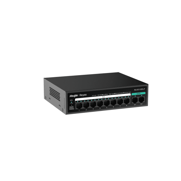 RUIJIE REYEE RG-ES110FG-P 8 PORT 10/100 8 PORT POE 2 PORT GIGABIT UPLINK 110W YONETILEMEZ DESKTOP SWITCH - 8