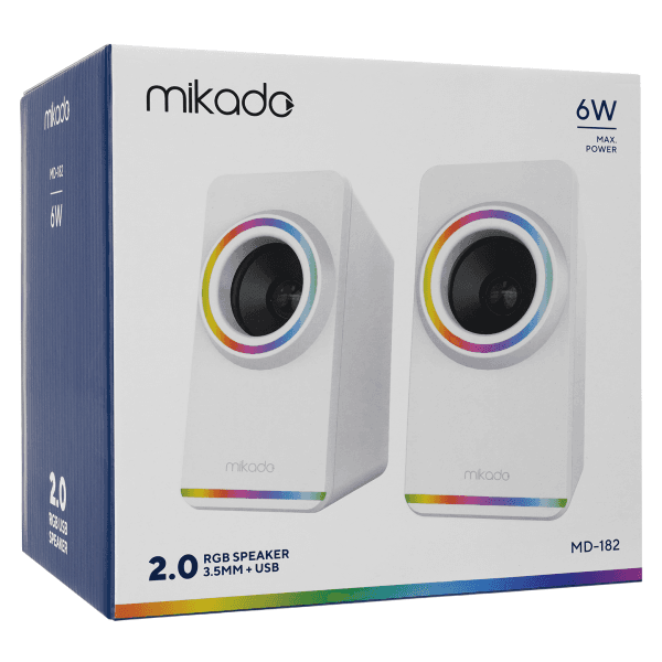 MIKADO MD-182 2.0 3W*2 BEYAZ RGB AYDINLATMALI USB + 3.5MM USB 5V SPEAKER HOPARLÖR - 6