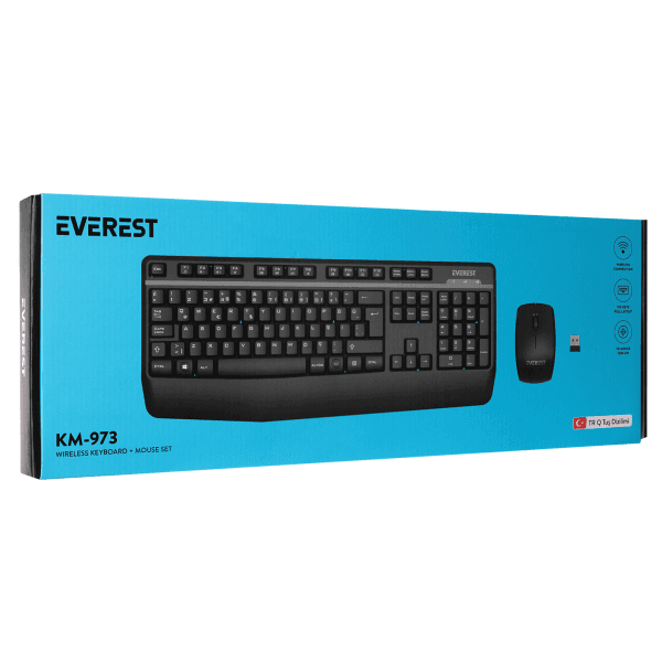 EVEREST KM-973 SIYAH KABLOSUZ Q KLAVYE + MOUSE SET - 8