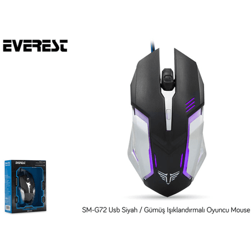 EVEREST SM-G72 USB SİYAH/GÜMÜŞ IŞIKLANDIRILMALI OYUNCU MOUSE - 8