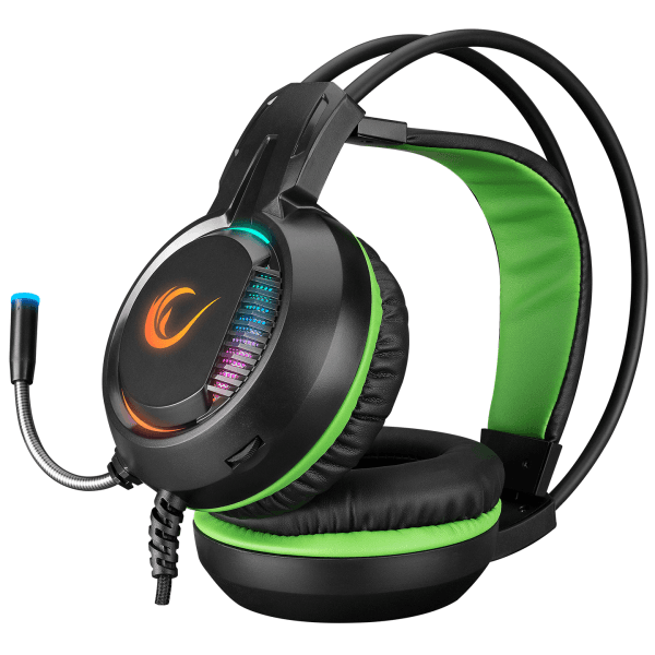 RAMPAGE RM-K25 LUNATIC PRO SİYAH/YEŞİL USB 7.1 SURROUND RGB IŞIK EFEKTLİ GAMING OYUNCU MİKROFONLU KULAKLIK - 9