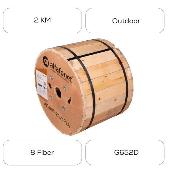 ALFAFONET AF-008-2A2191A 2000 MT FİBER OPTİK KABLO INDOOR - OUTDOOR 8 CORE ZIRHLI SİNGLE LOOSE TUBE WATER PROOF (MAKARA ) - 5