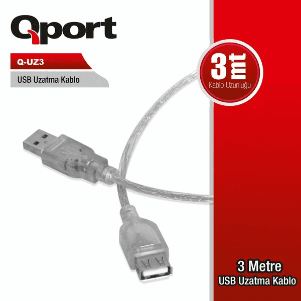 QPORT (Q-UZ3) 3MT USB UZATMA KABLOSU - 2