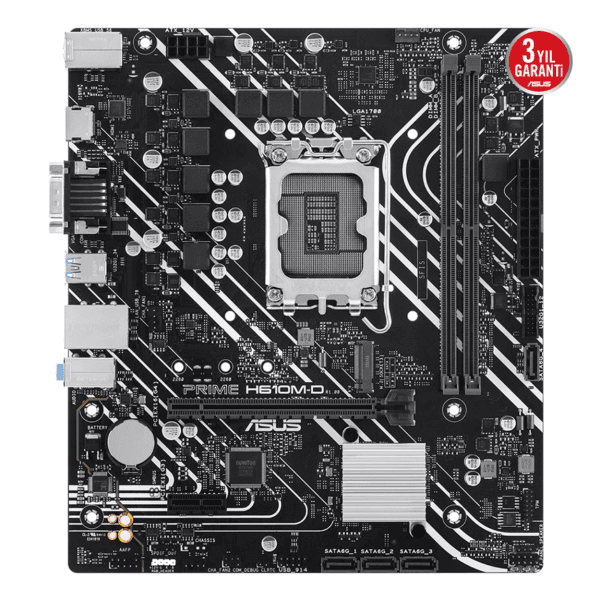 ASUS MB PRIME H610M-D Intel H610 LGA1700 DDR5 5600 HDMI VGA M2 USB3.2 COM mATX 96GB’a kadar ram desteği, ASUS MB 5X PROTECTION - 5