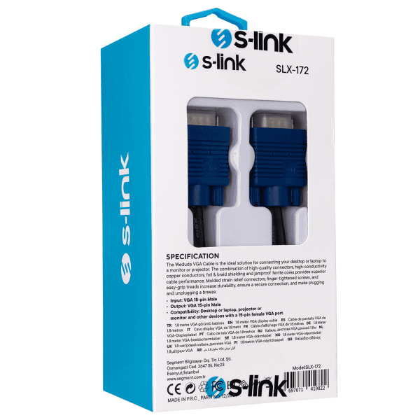 S-LINK SLX-172 VGA M/M 1.8M MONİTÖR KABLOSU - 8