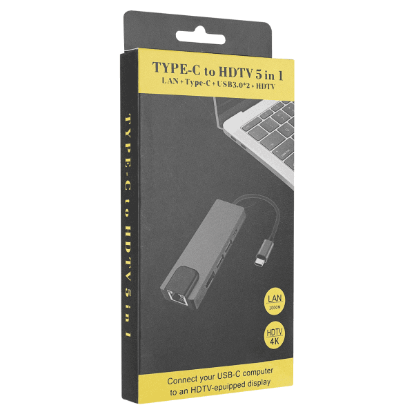 HYTECH HY-USBC80 4K@30HZ GRI METAL 2XUSB3.0 1XHDMI, 1XPD 10/100/1000M TYPE C ADAPTÖR - 6