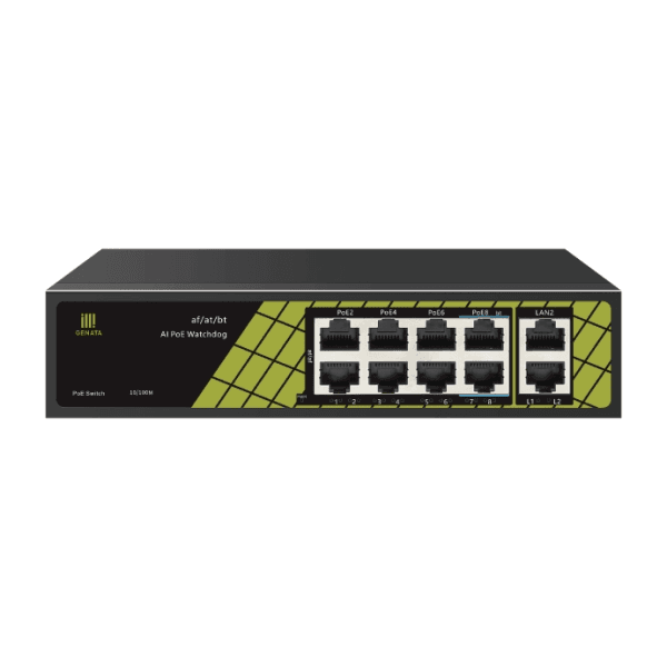 GENATA GNT-P9828V6 120W 8 PORT POE + 2 UPLINK 100MBPS POE SWITCH - 2