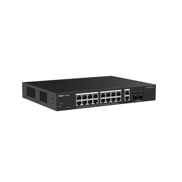 RUIJIE REYEE RG-ES220GS-LP 20 PORTLU, 10/100/1000 GIGABIT YÖNETILEBILIR SWITCH, 2 SFP, 2 GIGABIT RJ45 UPLINK, 16 PORT POE+ (13 - 12