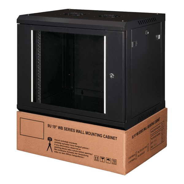 LANDE LN-WB-15U6060-CC-F 15U DEMONTE 19'' WB PROLINEB DUVAR TIPI KABINET G600XD600 MM.CAM ÖN KAPI / SİYAH - 4