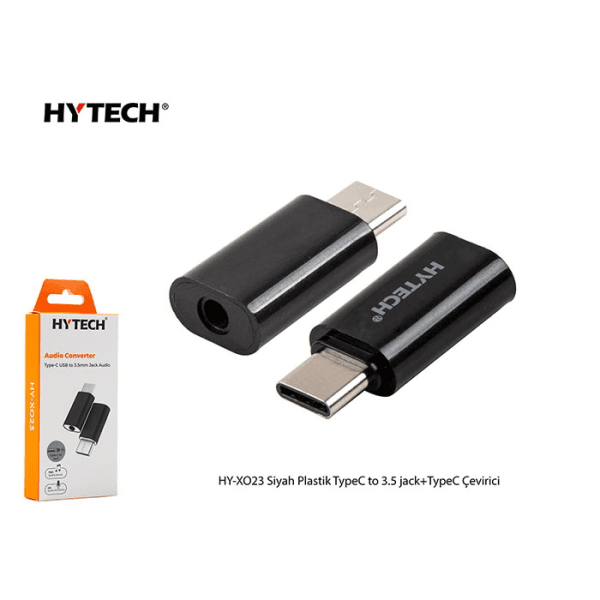 HYTECH HY-XO23 SIYAH TYPEC TO 3.5 JACK+TYPEC PLASTIK ÇEVIRICI - 2