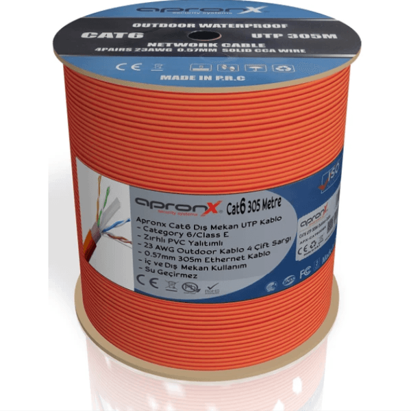 APRONX APX-CAT6ODT 305M TURUNCU CAT6 OUTDOOR 0,57MM 23AWG UTP KABLO - 2