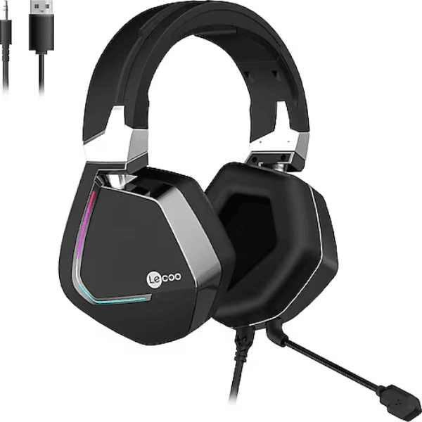 LECOO HT402 3.5MM JACK KULAK ÜSTÜ RGB LED AYDINLATMALI KABLOLU ÇIKARTILABİLİR MİKROFONLU GAMING KULAKLIK SİYAH - 10