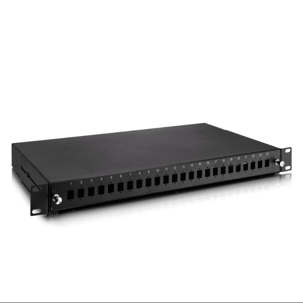 ALFAFONET 102005-BL.04 ECOSLIDE 1U 24 PORT FIBER OPTIC PATCH PANEL 24 SCSX/24 SX FRONT PLATE SİYAH ( BOŞ ) - 2