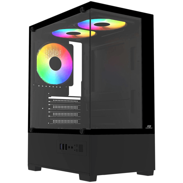 POWERBOOST PB-M5001B 500W 3*12CM RAINBOW FANLI USB 3.0 SEAVIEW M-ATX GAMING SİYAH KASA (JBST-PBM5001B) - 5