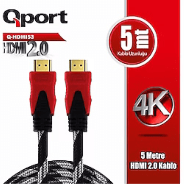 QPORT (Q-HDMI53) ALTIN UCLU 5M 4K HDMI2.0 KABLO - 2
