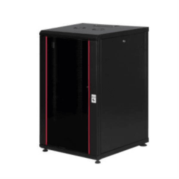 LANDE LN-PR22U6080-BL-121 MONTAJLI 22U W600MM X D800 PROLINE300 SERISI DIKILI TIP KABINET (SIYAH) (ON TEK ACILIM CITALI CAM/C - - 2