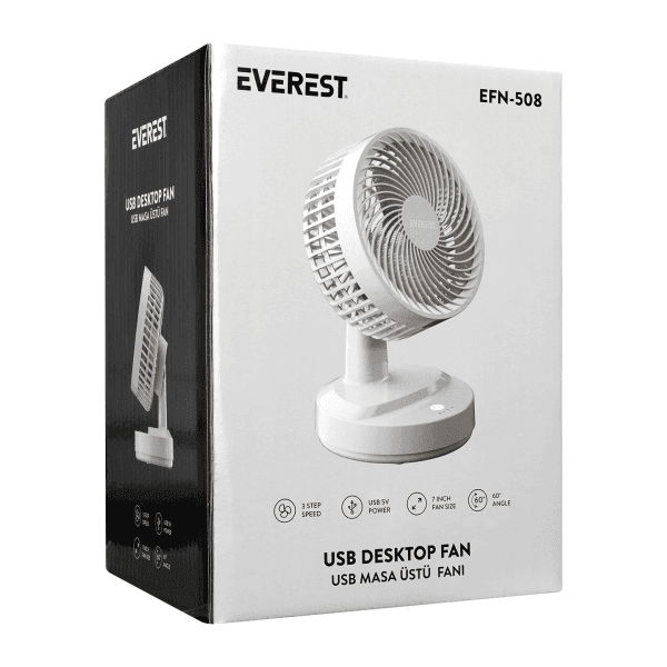 EVEREST EFN-508 MASAÜSTÜ BEYAZ USB FAN - 6