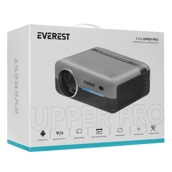 EVEREST PJ03 UPPER PRO GRİ/SİYAH TRIPODLU 1920*1080P 8000 LÜMEN ANDROID 9.0 EKRAN YANSITMALI FULL HD PROJEKSİYON CİHAZI - 9