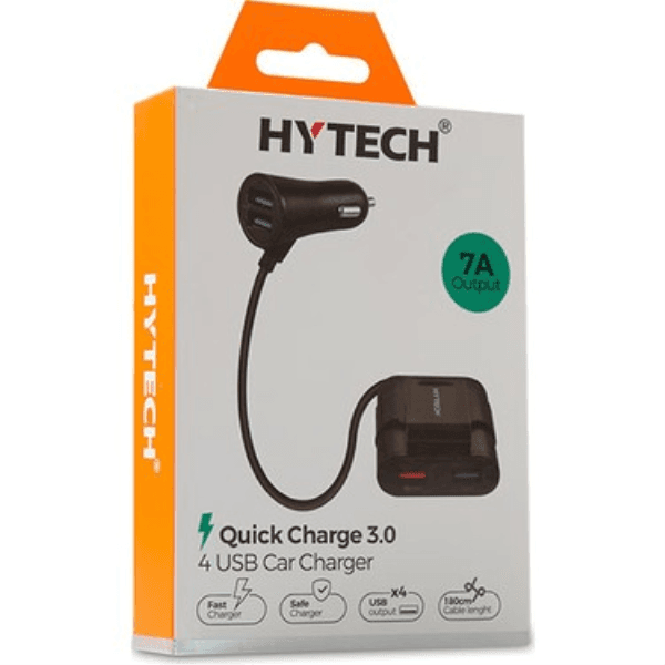 HYTECH HY-XQ70 7A HIZLI ŞARJ ARKA KOLTUĞA UZATILABİLEN 2 USB + 2 USB SİYAH ARAÇ ŞARJ CİHAZI (ÇAKMAKLIK BAĞLANTILI) - 2