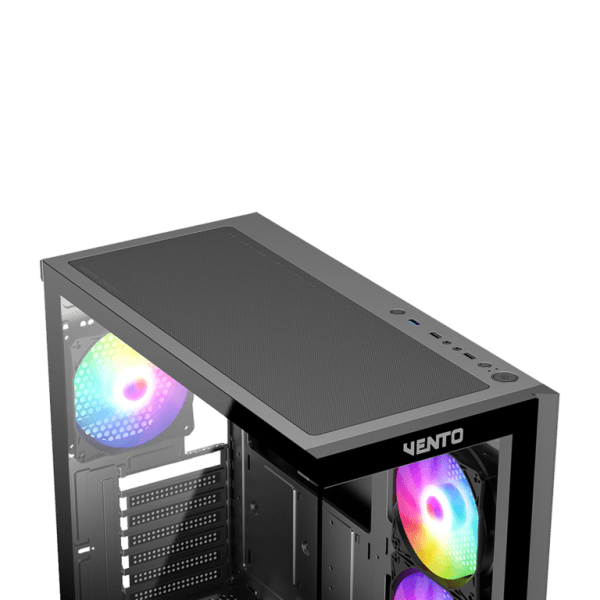 VENTO VG4202FLA  650W RGB TEMPERLİ CAM USB 3.0 MESH SİYAH ATX GAMING KASA - 11