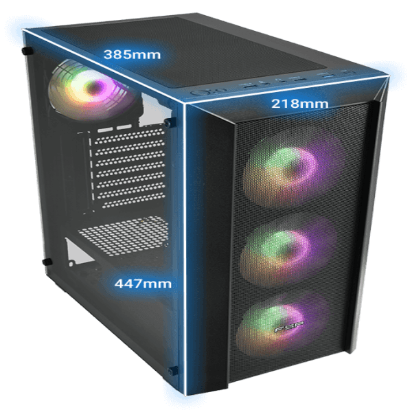 FSP CMT218B  650W RGB TEMPERLİ CAM USB 3.0 MESH SİYAH ATX GAMING KASA - 16