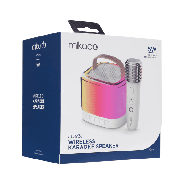 MIKADO MD-16BT FAVORITE BEYAZ TF KART DESTEKLI BLUETOOTH WIRELESS KARAOKE MIKROFONLU 1200MAH TAŞINABILIR SPEAKER - 14