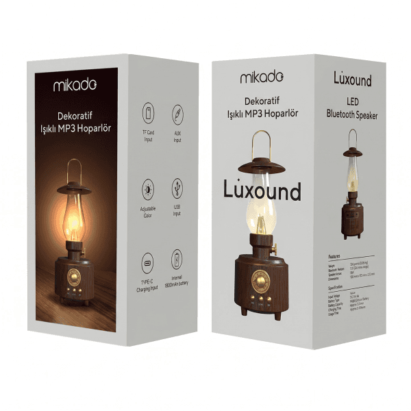 MIKADO MD-1 LÜXOUND 1800MAH 5W KAHVERENGİ BLUETOOTH-AUX-USB-TF CARD DESTEKLİ IŞIKLI SPEAKER - 22