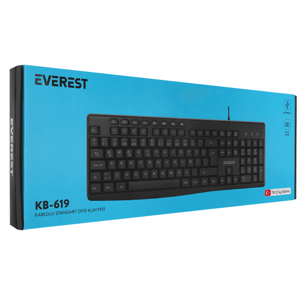 EVEREST KB-619 SİYAH/GRİ USB 2 METRE BAKIR KABLOLU Q MULTIMEDIA KLAVYE - 12