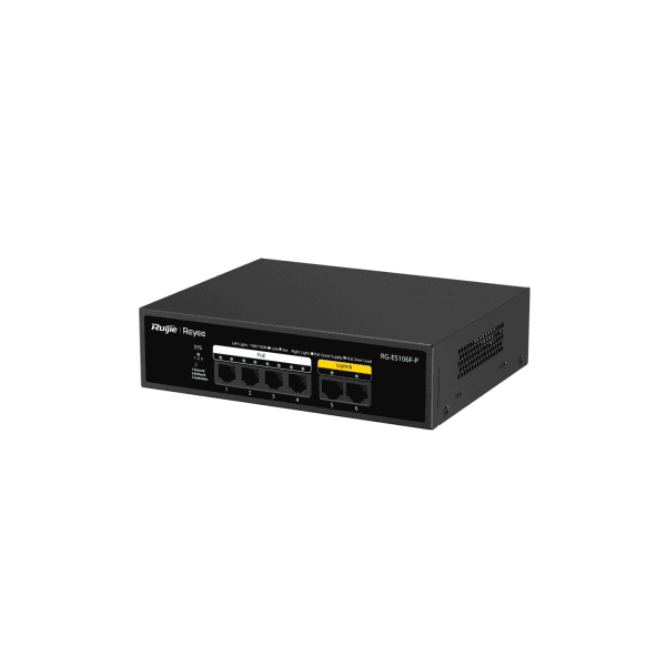 RUIJIE REYEE RG-ES106F-P 6 PORTLU, 10/100 FAST ETHERNET, TAK ÇALIŞTIR SWITCH, 2 FAST ETHERNET UPLINK, 4 PORT POE+ (54W) - 9