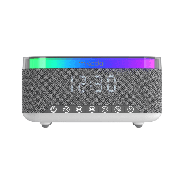 MIKADO MD-W8 1200MAH 10W GRİ BT,USB,KABLOSUZ ŞARJLI RGB-GECE LAMBASI ÖZELLİKLİ ALARMLI SAAT SPEAKER - 12