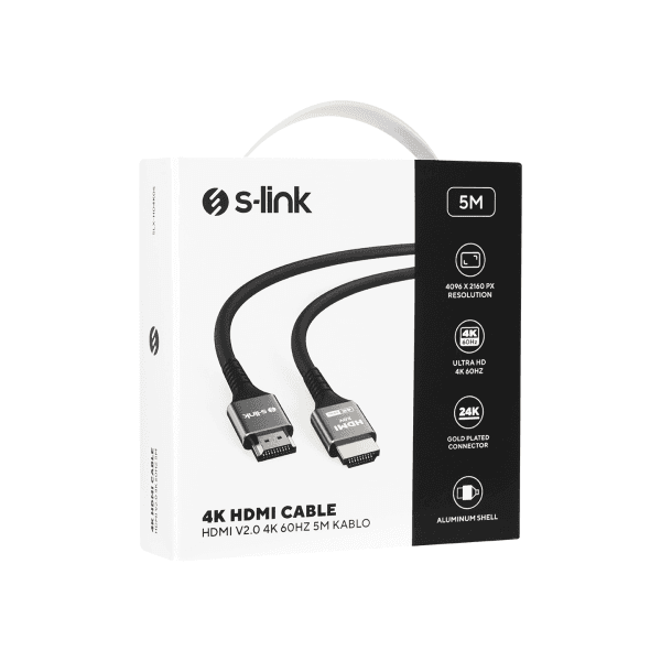 S-LINK SLX-HD4K05 19+1 HDMI TO HDMI 5M METAL V2.0 4K (4096*2160) 60HZ KABLO - 4