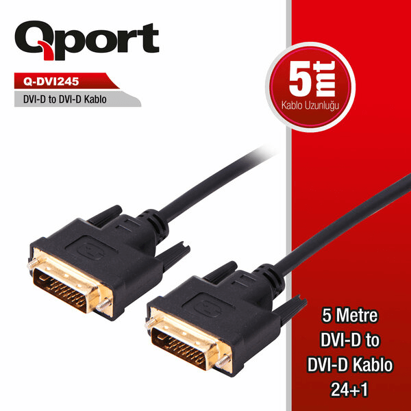 QPORT (Q-DVI245) DVI-D 5 METRE KABLO - 4