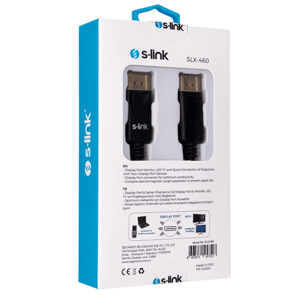 S-LINK SLX-460 1.5M DISPLAY PORT M/M KABLO - 6