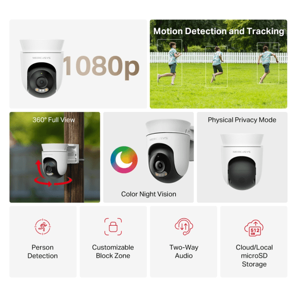 TP-LINK MERCUSYS MC500 YATAY/DİKEY HAREKETLİ DIŞ MEKAN GÜVENLİK WI-FI KAMERASI - 11