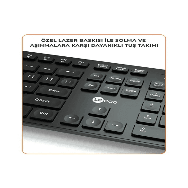 LECOO KW201 (SİYAH) KABLOSUZ TÜRKÇE Q KLAVYE & MOUSE SET - 10