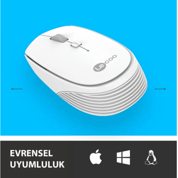 LECOO WS202-B KABLOSUZ 1200DPI 4 TUŞLU OPTIK MOUSE BEYAZ - 5