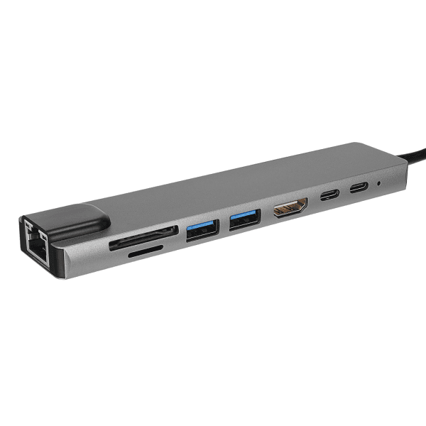 HYTECH HY-USBC83 4K 30HZ GRİ METAL 2XUSB3.0, 1XUSB2.0, 1000MBPS PD, TYPEC DATA, SD/TF KART OKUYUCU TYPE C ADAPTÖR - 5
