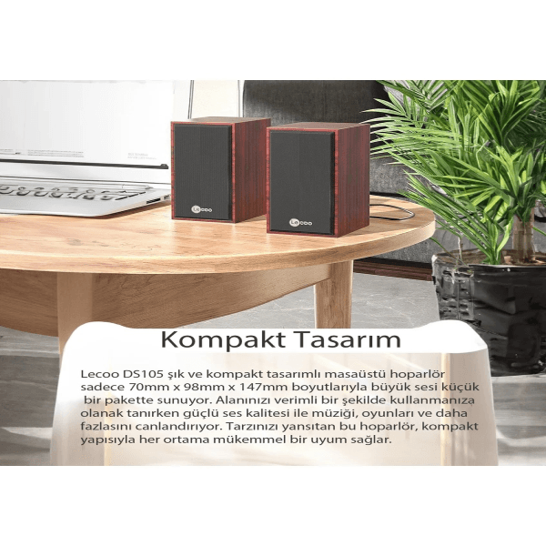 LECOO DS105 KLASİK KIRMIZI AHŞAP HOPARLÖR - 9