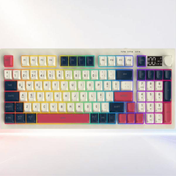 LECOO GK690-WB KABLOSUZ 3 MODLU 96 TUŞLU RGB GASKET MEMBRAN TÜRKÇE Q OYUNCU KLAVYESİ BEYAZ LACİVERT - 5