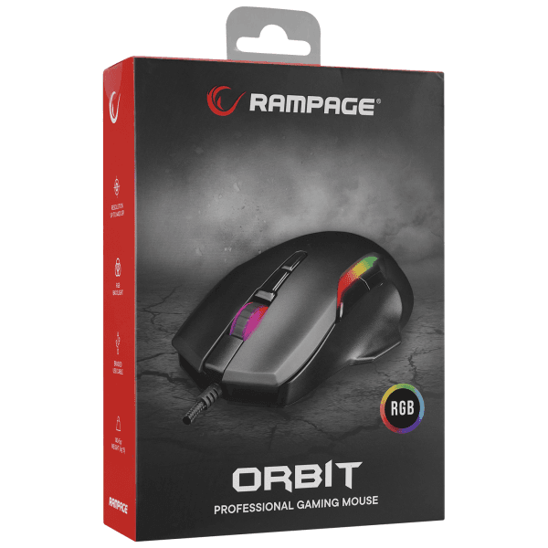 RAMPAGE SMX-R45 ORBIT USB SIYAH 6400DPI RGB LEDLI USB OYUNCU MOUSE - 10
