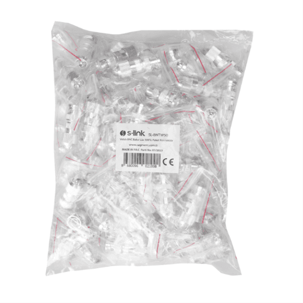 S-LINK SL-BNTW50 VİDALI BNC BAKIR LÜX 100'LÜ PAKET KONNEKTÖR - 4