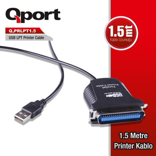 QPORT (Q-PRLPT1.5) USB/LPT ÇEVİRİCİ 1.5 METRE PRİNTER KABLOSU - 2