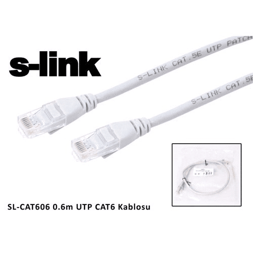 S-LINK SL-CAT606 0.6m UTP CAT6 KABLOSU GRİ - 2