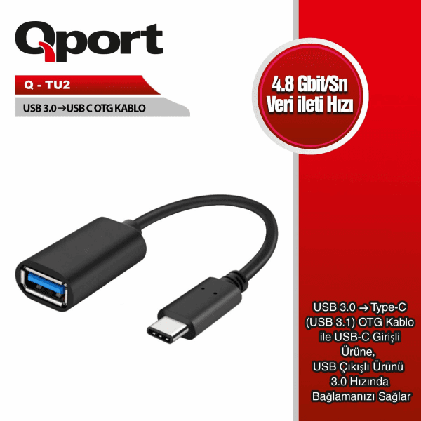 QPORT (Q-TU2) TYPE-C TO USB3.0 OTG ADAPTOR KABLO CEVIRICI - 2