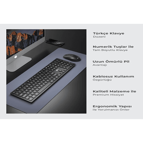 LECOO KW201 (SİYAH) KABLOSUZ TÜRKÇE Q KLAVYE & MOUSE SET - 11